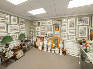A room full of Evelyn Steinkulh's painting and artwork.