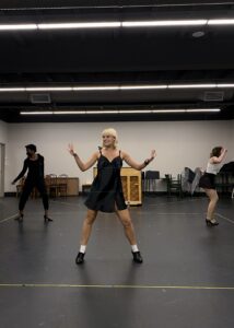 Students and performers rehearsing for the University of Evansville's performance of Cabaret.