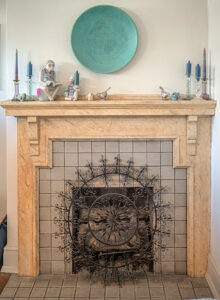 A fireplace in Karen Timberlake's home.