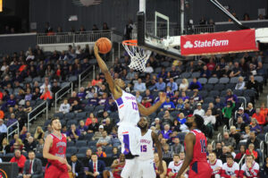 Photo of University of Evansville and University of Southern Indiana exhibition game in 2019 provided by the University of Evansville
