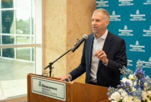 Deaconess CEO Shawn McCoy speaks at the Aug. 1 ceremony.