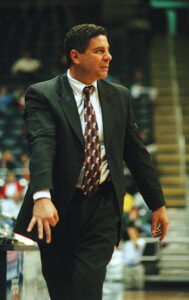 Bruce Pearl coaches the University of Southern Indiana's men's basketball team in the 1990s.